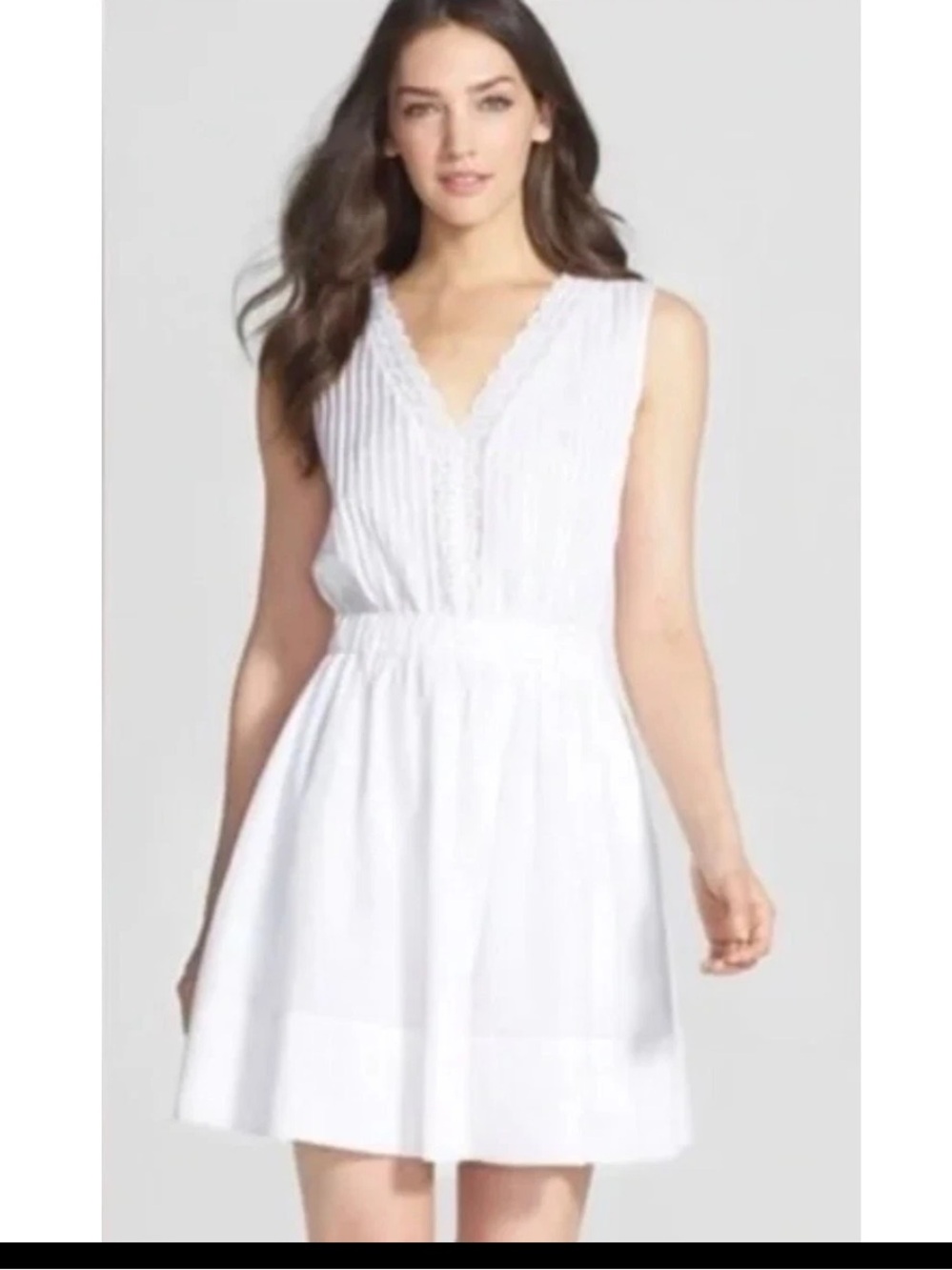 Diane Von Furstenberg White Shilo Textured Cotton & Silk Sleeveless Dress Size 8